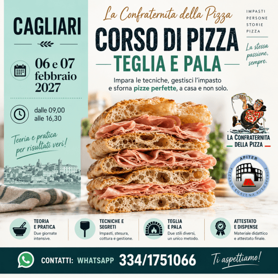 CAGLIARI - 06 e 07 febbraio 2027 - Corso di pizza in teglia e pala alla romana