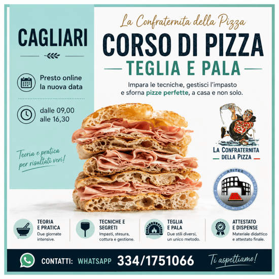 CAGLIARI - Data da recuperare presto online - Corso di pizza in teglia e pala alla romana