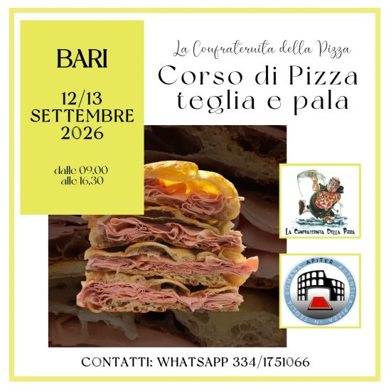 Bari - 12 e 13 settembre 2026 - Corso di pizza in teglia e pala alla romana... e non solo.