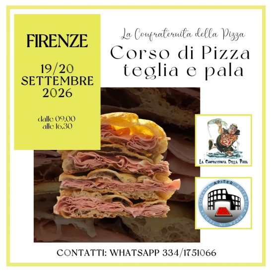 Firenze - 19 e 20 settembre 2026 - Corso di pizza in teglia e pala alla romana