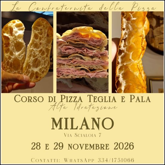 Milano 28 e 29 novembre 2026 - Corso di pizza in teglia e pala alla romana