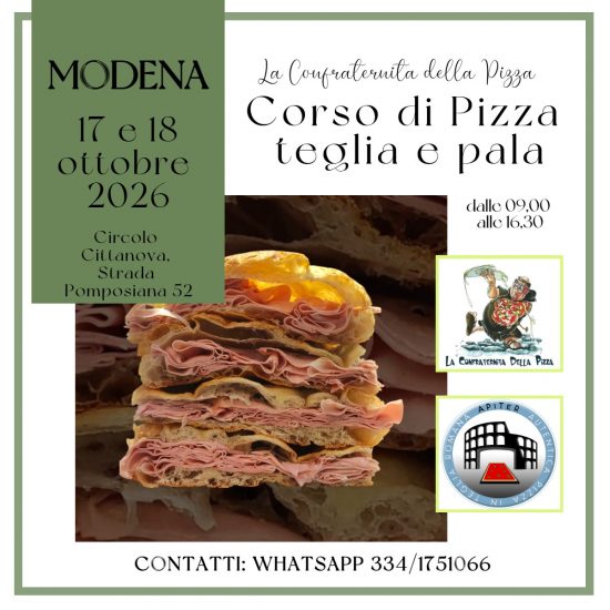 Modena - 17 e 18 ottobre 2026 - Corso di pizza in teglia e pala alla romana