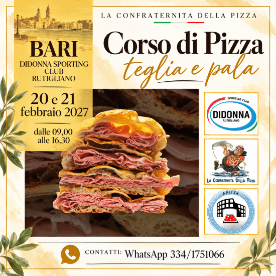 Bari - 20 e 21 febbraio 2027 - Corso di pizza in teglia e pala alla romana