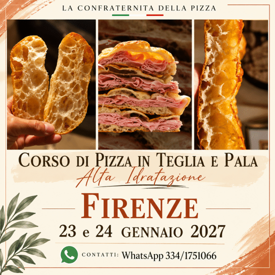 Firenze - 23 e 24 gennaio 2027 - Corso di pizza in teglia e pala alla romana