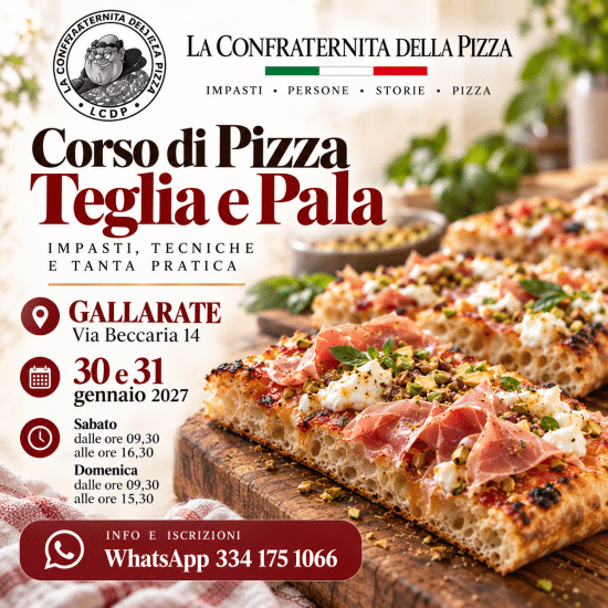 Gallarate - 30 e 31 gennaio febbraio 2027 - Corso di pizza in teglia e pala alla romana
