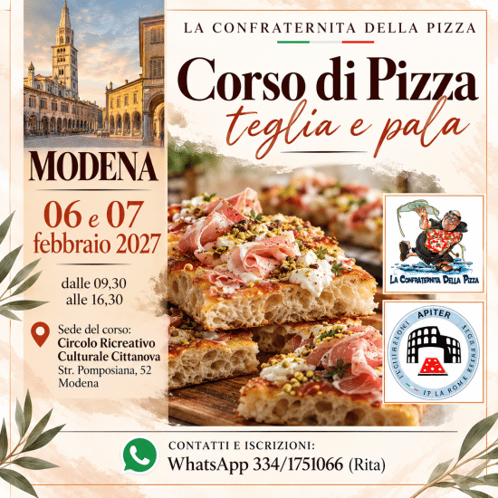 Modena - 06 e 07 febbraio 2027 - Corso di pizza in teglia e pala alla romana