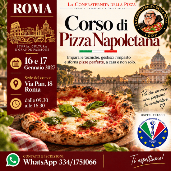 Roma - 16 e 17 gennaio 2027 - Corso di pizza napoletana e contemporanea